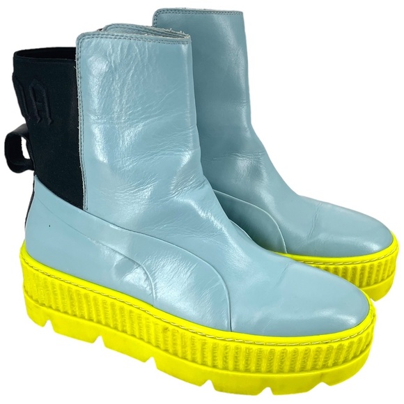 Puma Shoes - Puma X Fenty Women's Chelsea Sneaker Boot, Sterling Blue/Limeade, Size 8.5